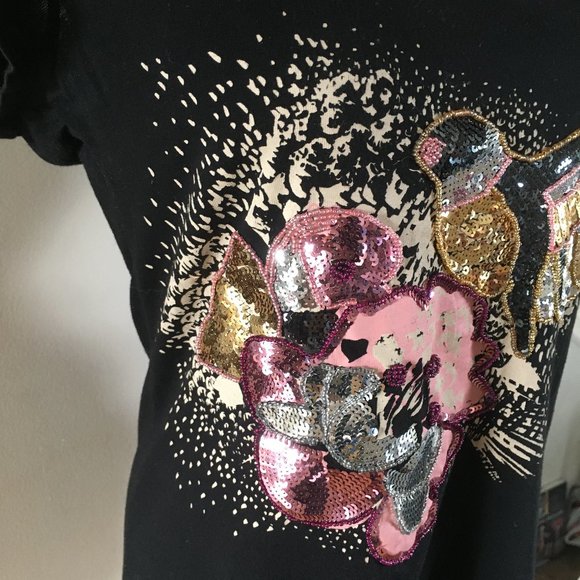 Vintage H&M Sequins T-Shirt, Asymmetric hem - Picture 4 of 8